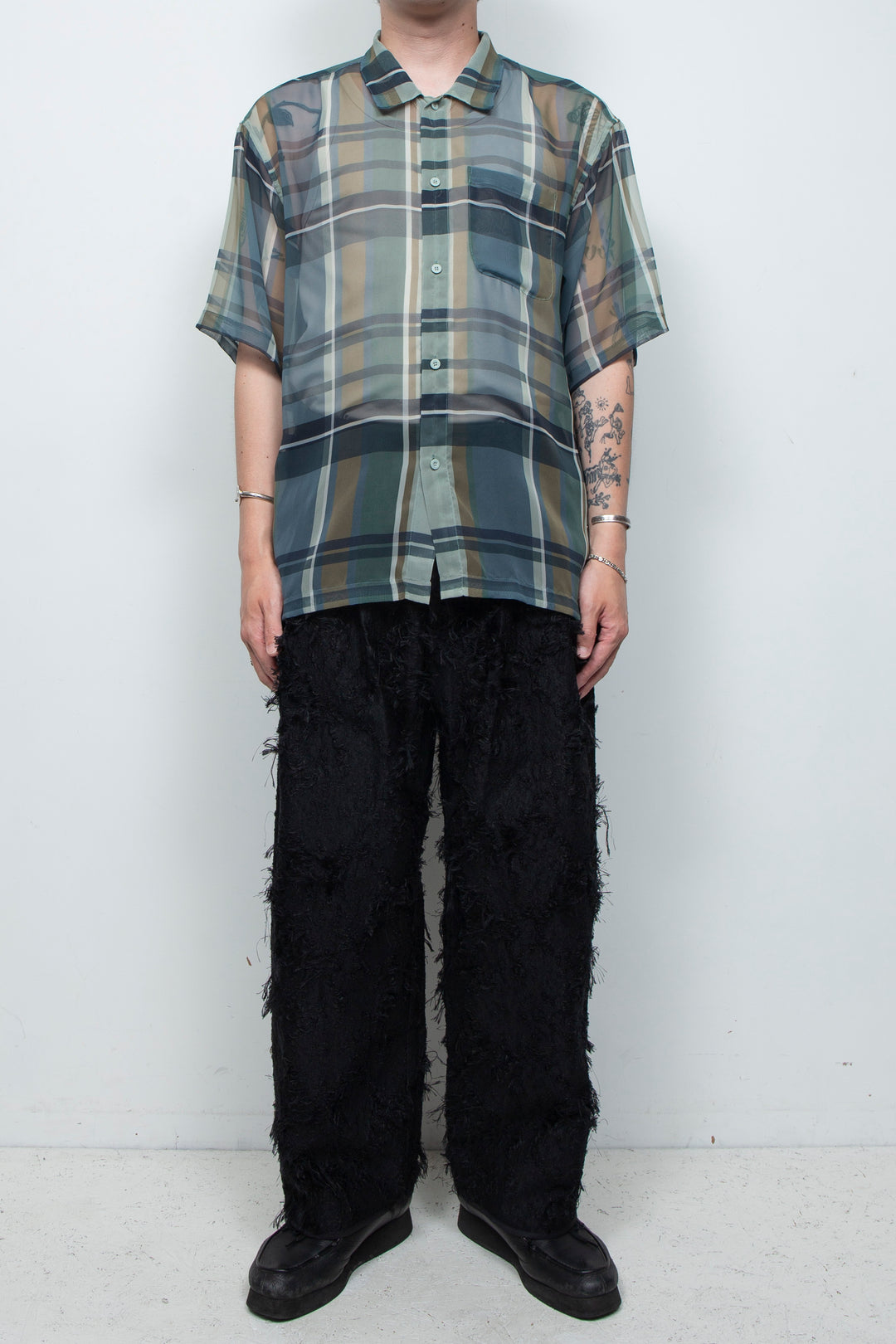 Jacquard 2tuck Pants Black