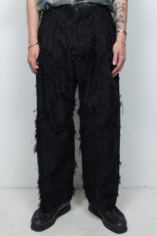 Jacquard 2tuck Pants Black