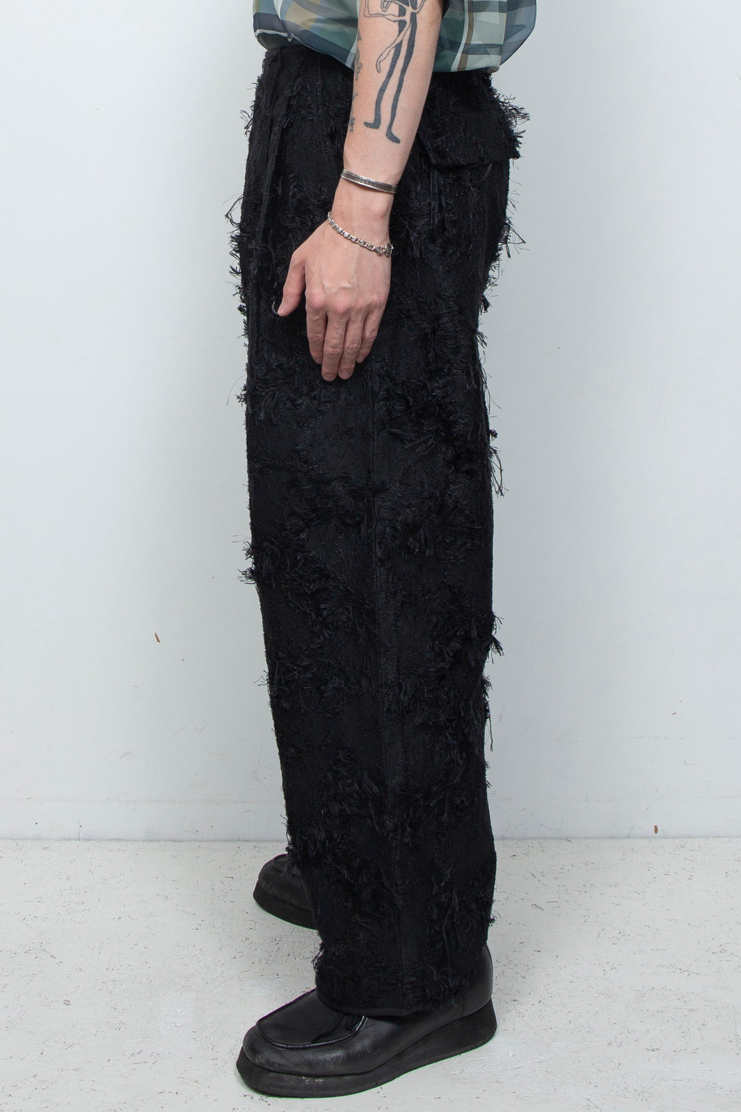 Jacquard 2tuck Pants Black