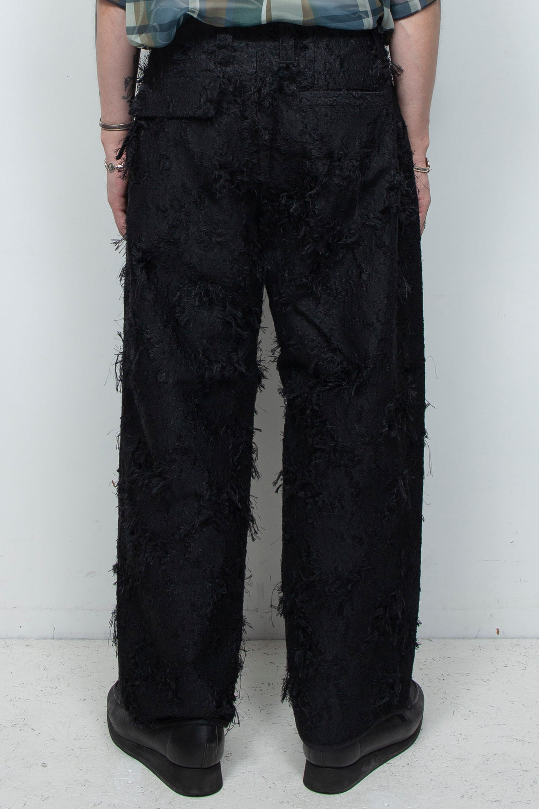 Jacquard 2tuck Pants Black