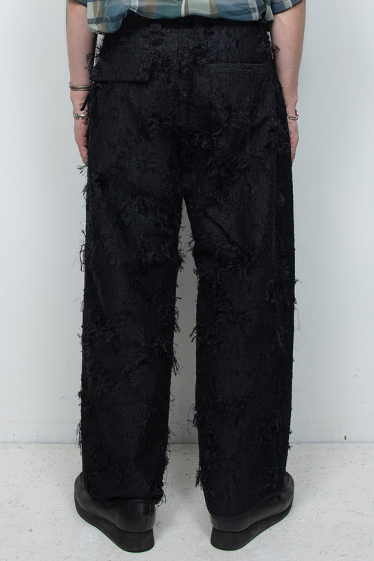 Jacquard 2tuck Pants Black