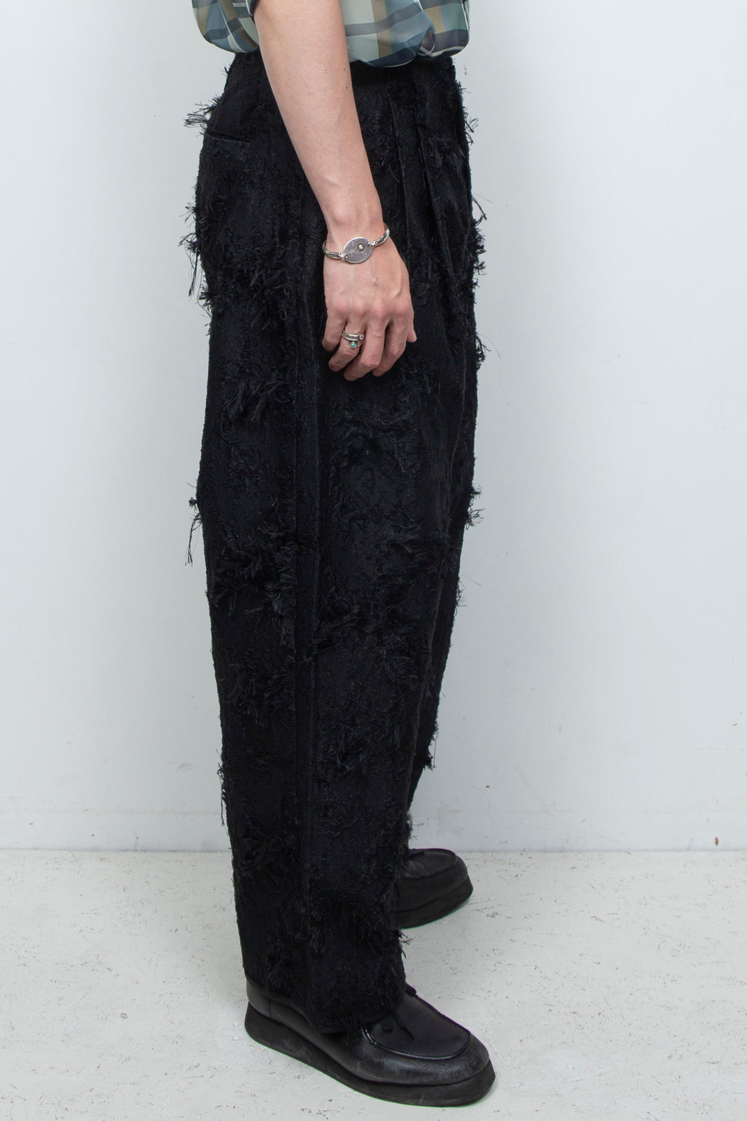 Jacquard 2tuck Pants Black