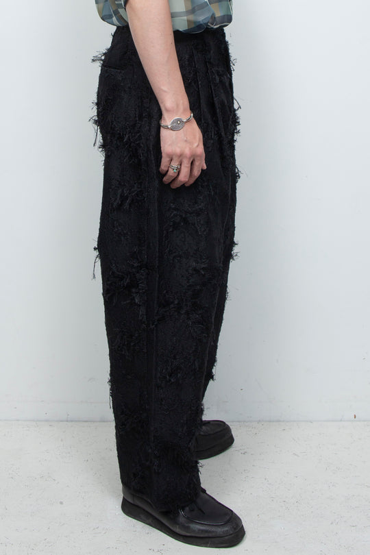 Jacquard 2tuck Pants Black