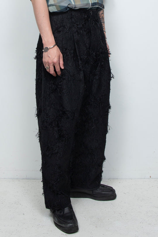 Jacquard 2tuck Pants Black