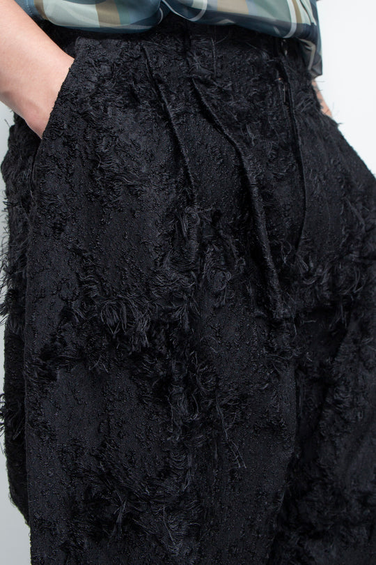 Jacquard 2tuck Pants Black