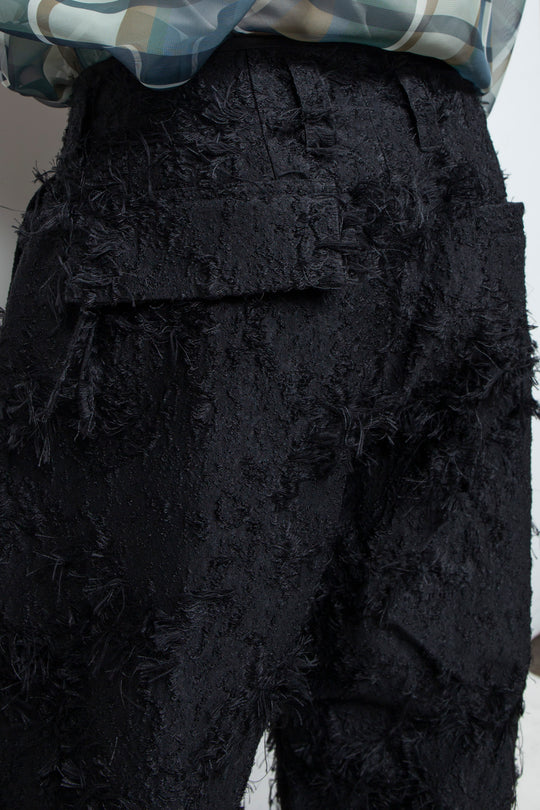 Jacquard 2tuck Pants Black