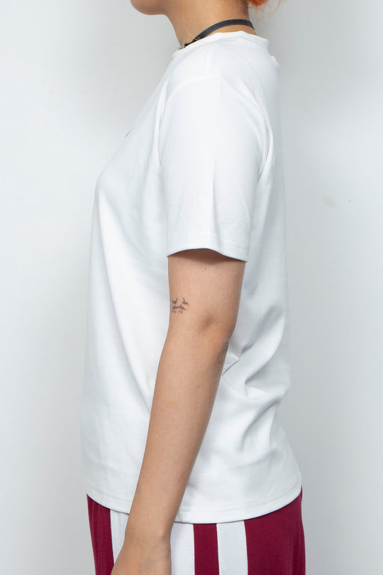 Elastic printed two-color T-shirt White