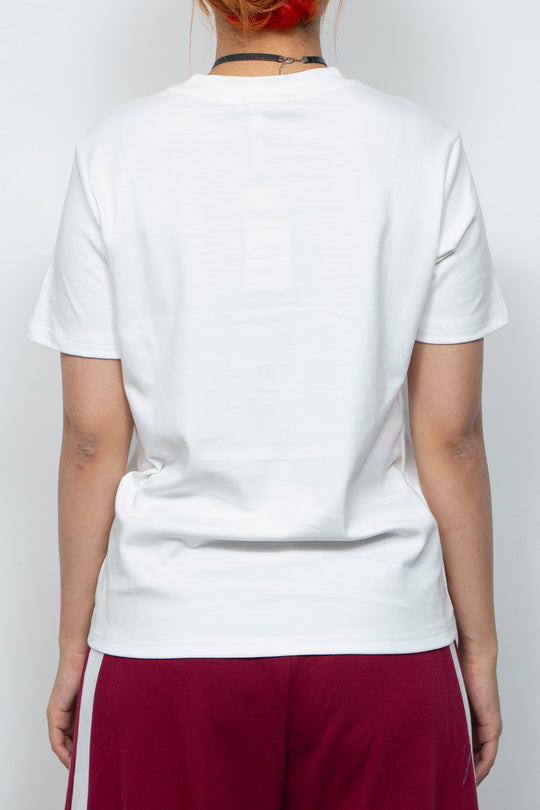 Elastic printed two-color T-shirt White