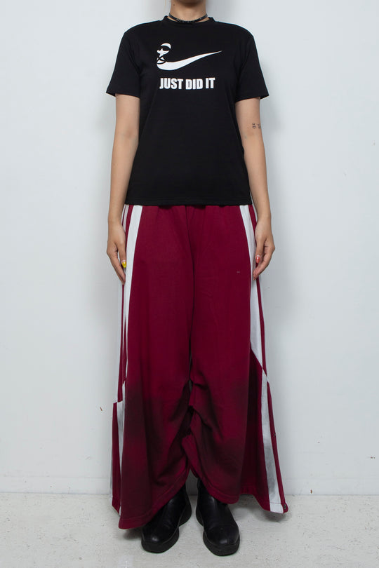 Elastic printed two-color T-shirt Black
