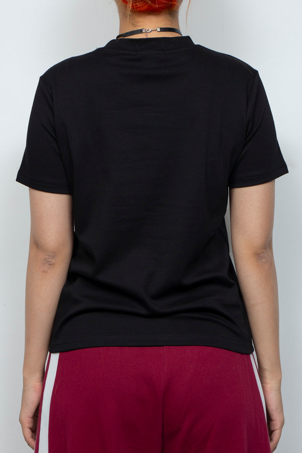 Elastic printed two-color T-shirt Black