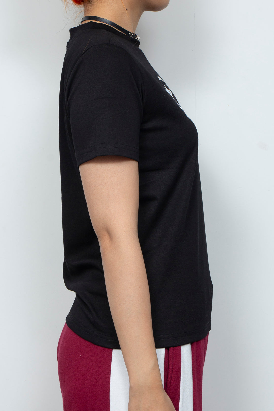 Elastic printed two-color T-shirt Black