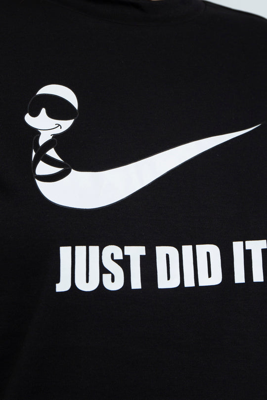 Elastic printed two-color T-shirt Black
