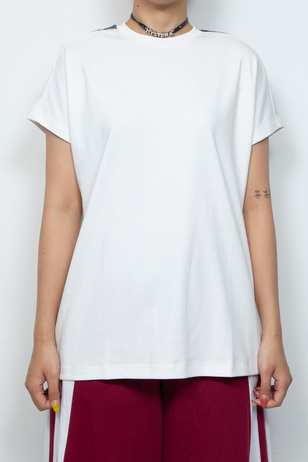 Interesting printed two-color T-shirt White