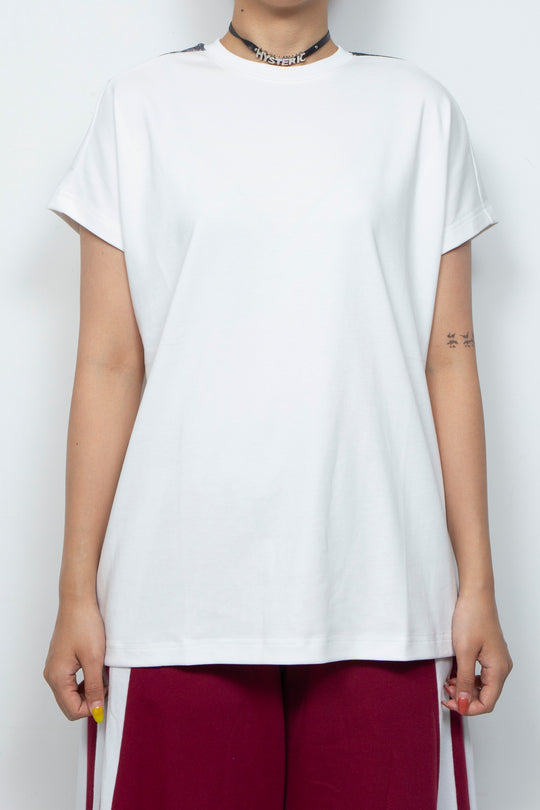 Interesting printed two-color T-shirt White