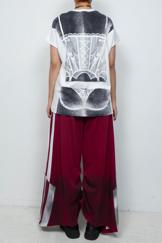 Interesting printed two-color T-shirt White