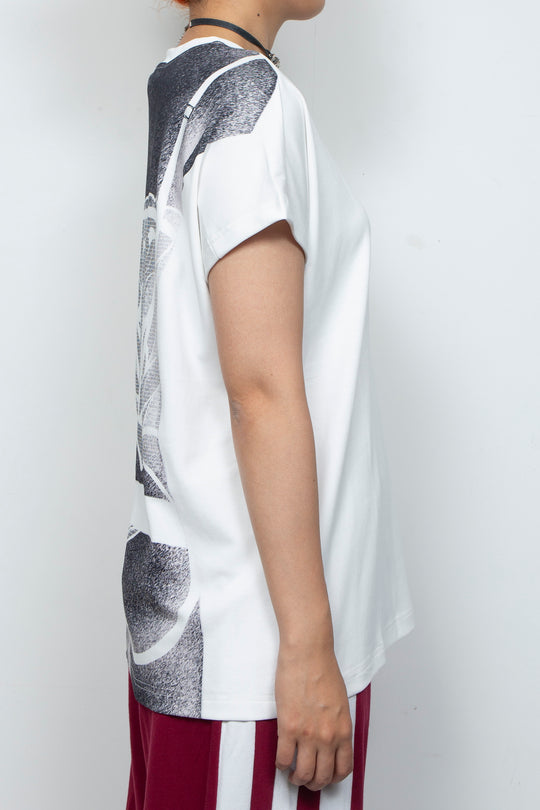 Interesting printed two-color T-shirt White