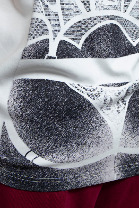 Interesting printed two-color T-shirt White