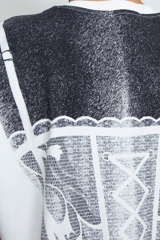 Interesting printed two-color T-shirt White