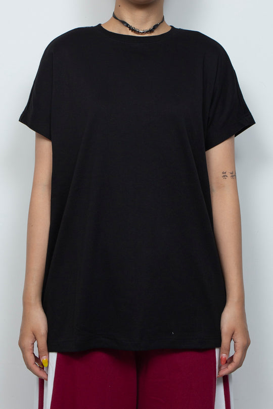 Interesting printed two-color T-shirt Black