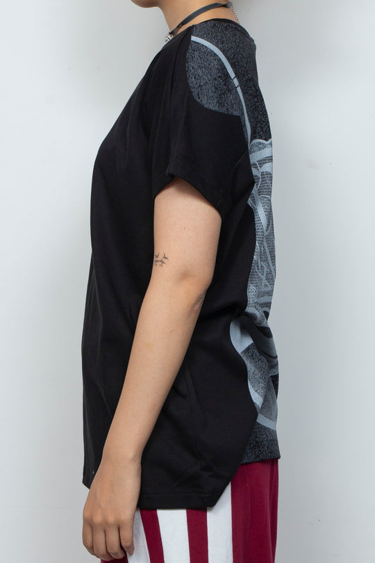 Interesting printed two-color T-shirt Black