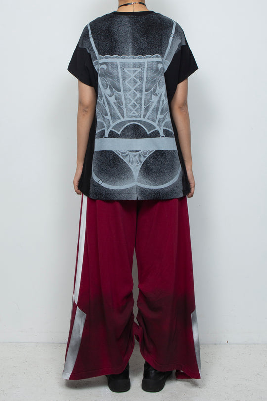 Interesting printed two-color T-shirt Black