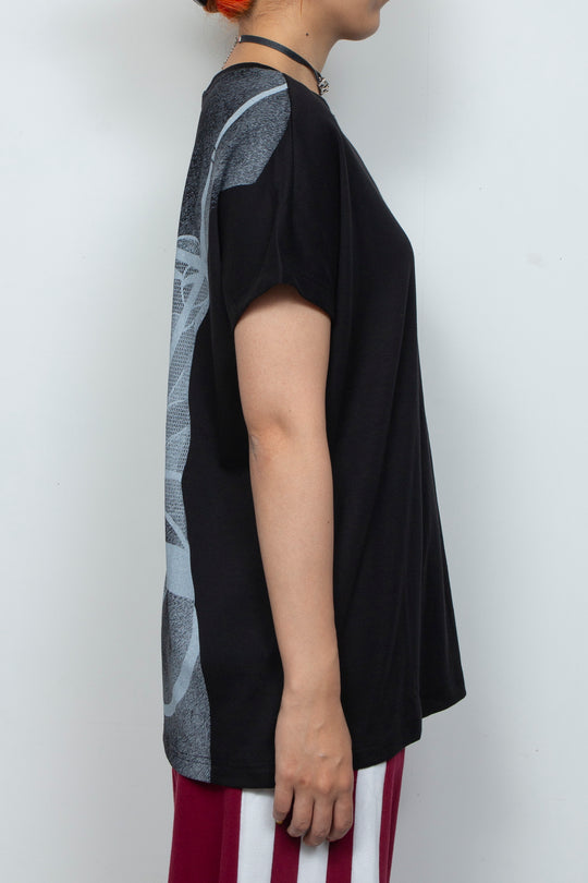 Interesting printed two-color T-shirt Black