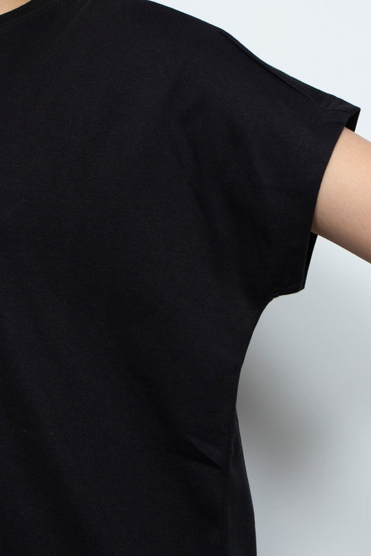 Interesting printed two-color T-shirt Black