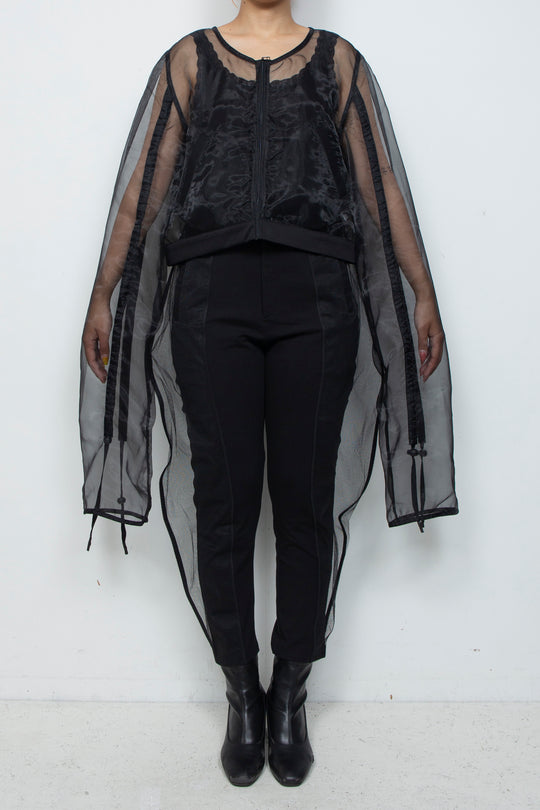 ETHER OVERSIZED GATHERED DRAWSTRINGS ZIP UP JACKET