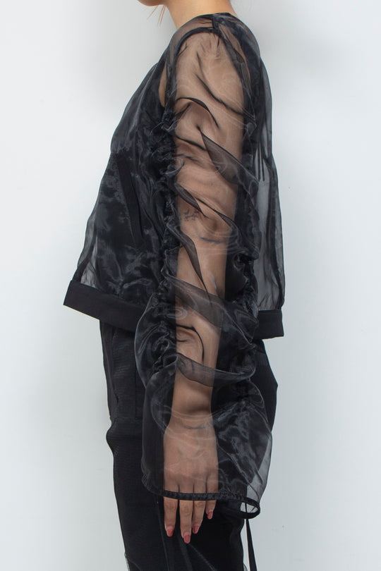 ETHER OVERSIZED GATHERED DRAWSTRINGS ZIP UP JACKET