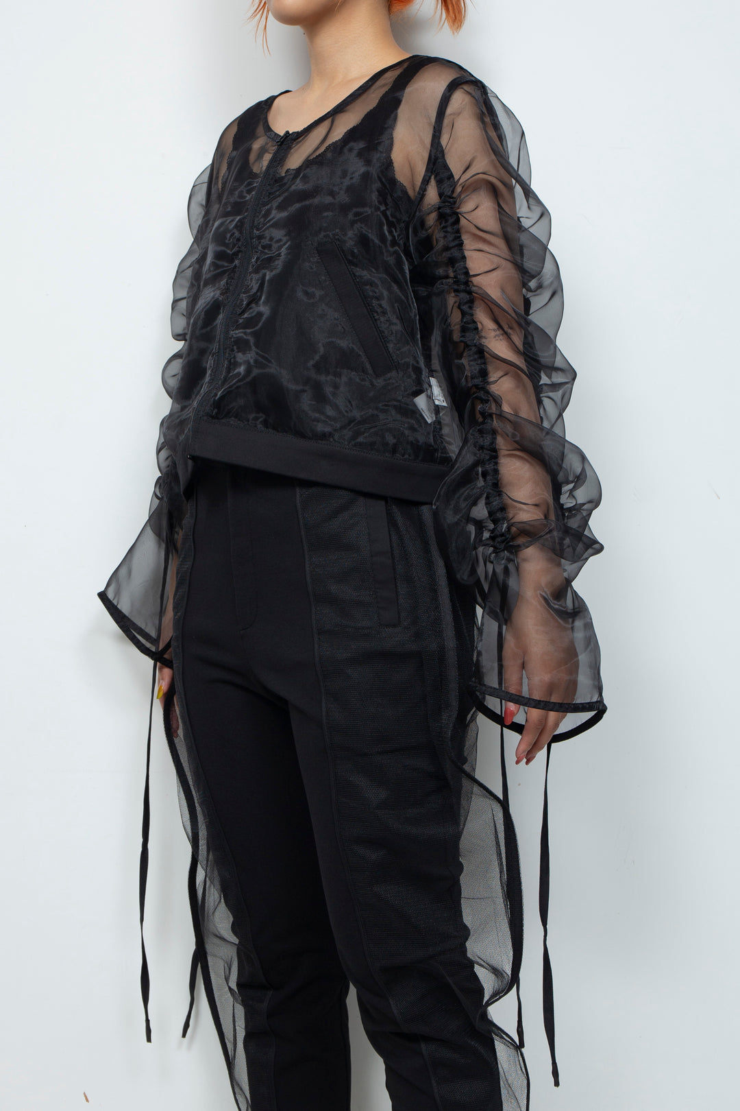 ETHER OVERSIZED GATHERED DRAWSTRINGS ZIP UP JACKET