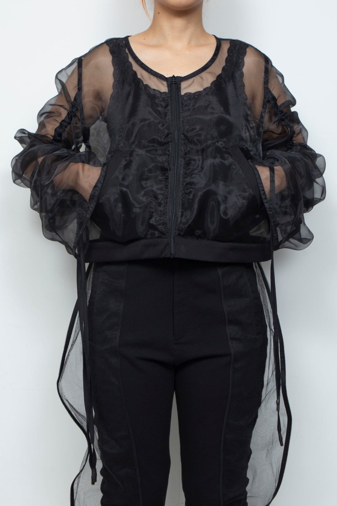 ETHER OVERSIZED GATHERED DRAWSTRINGS ZIP UP JACKET
