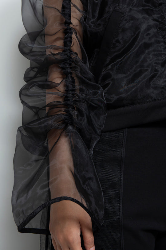 ETHER OVERSIZED GATHERED DRAWSTRINGS ZIP UP JACKET