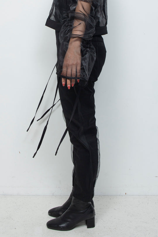 ETHER CAPRI ORGANZA-JERSEY BLEND PANTS
