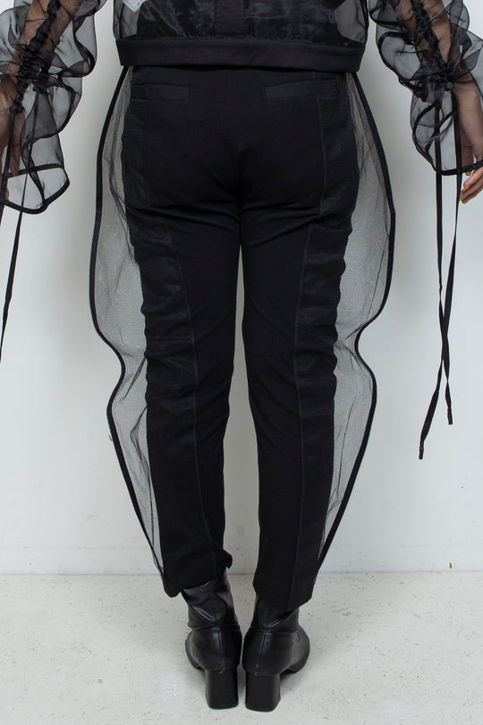 ETHER CAPRI ORGANZA-JERSEY BLEND PANTS