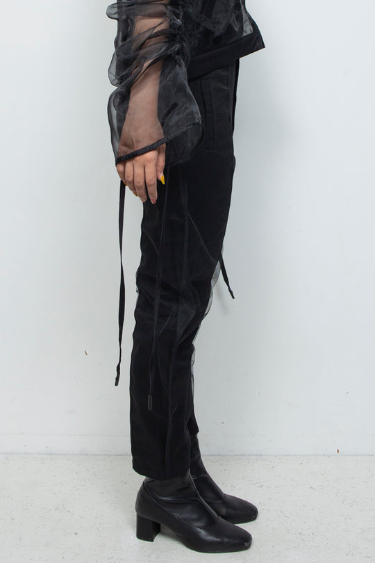 ETHER CAPRI ORGANZA-JERSEY BLEND PANTS