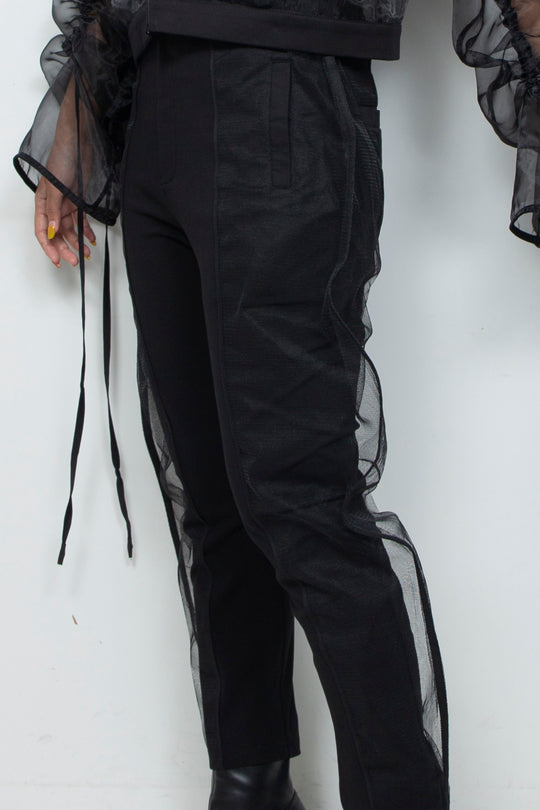 ETHER CAPRI ORGANZA-JERSEY BLEND PANTS