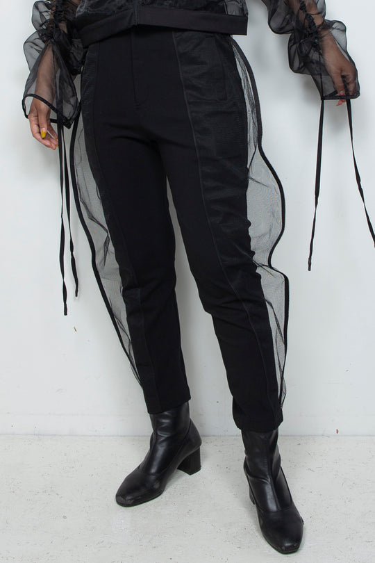 ETHER CAPRI ORGANZA-JERSEY BLEND PANTS