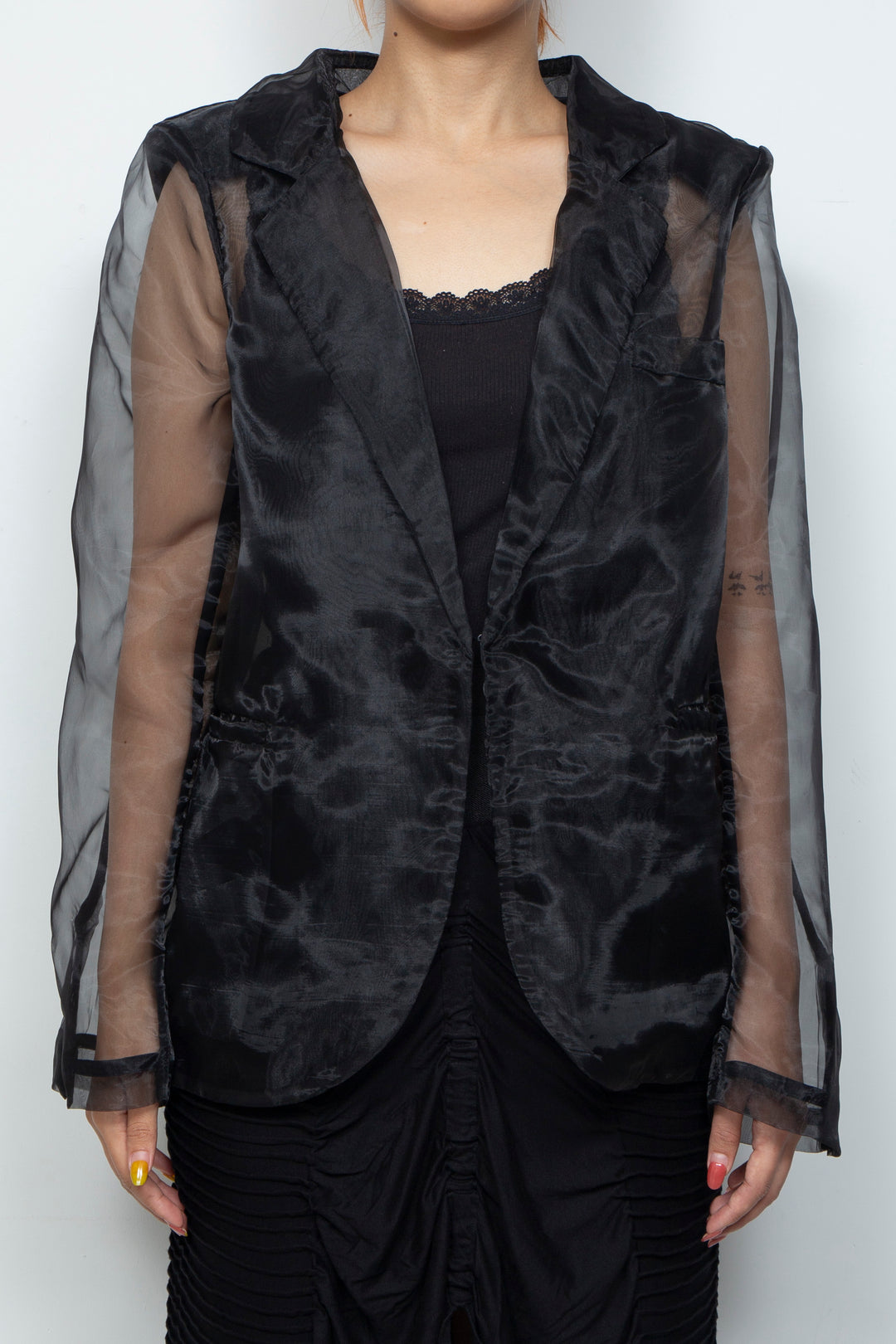 ETHER BLACK ORGANZA BLAZER