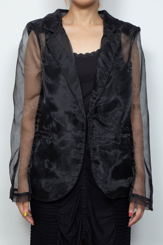 ETHER BLACK ORGANZA BLAZER