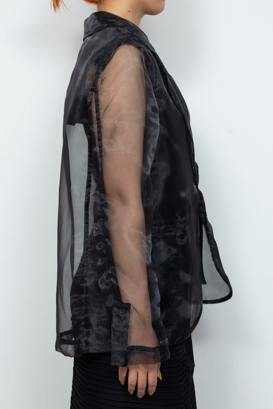 ETHER BLACK ORGANZA BLAZER