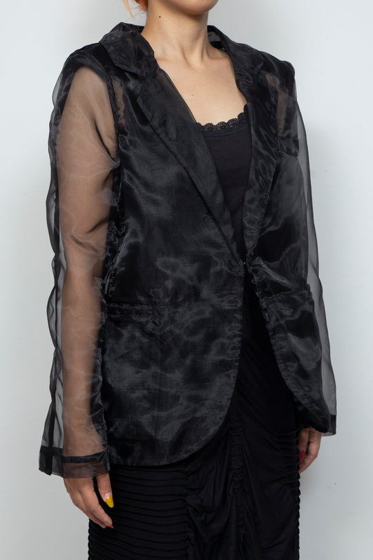 ETHER BLACK ORGANZA BLAZER