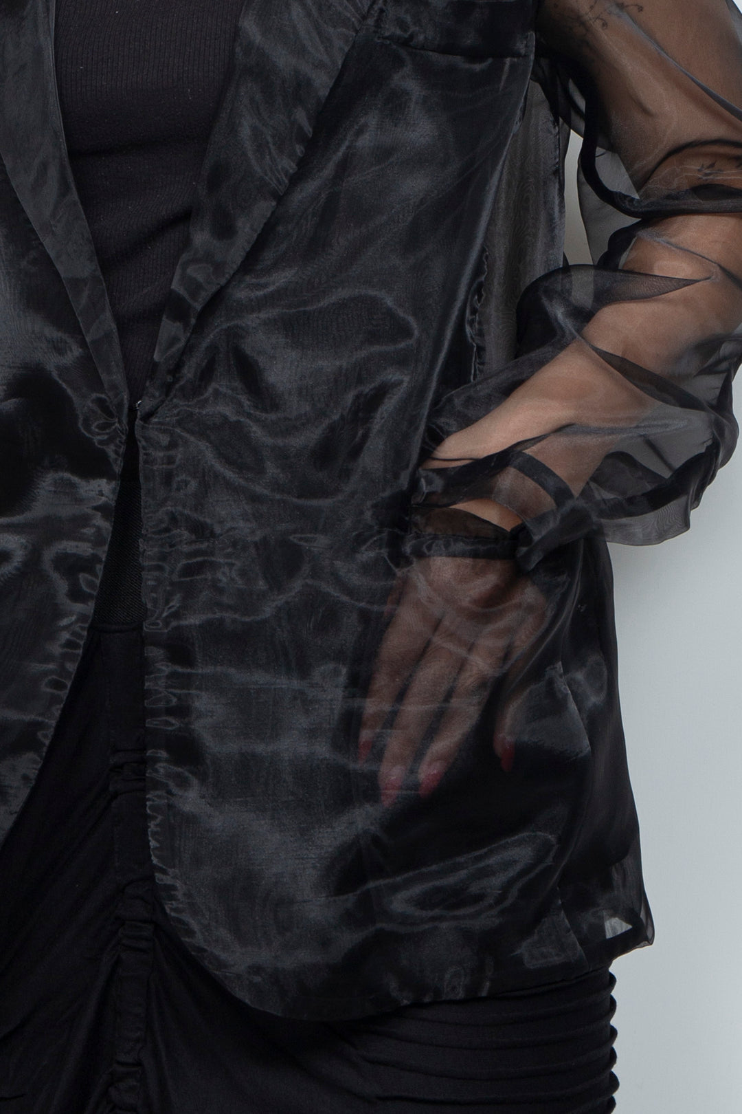 ETHER BLACK ORGANZA BLAZER