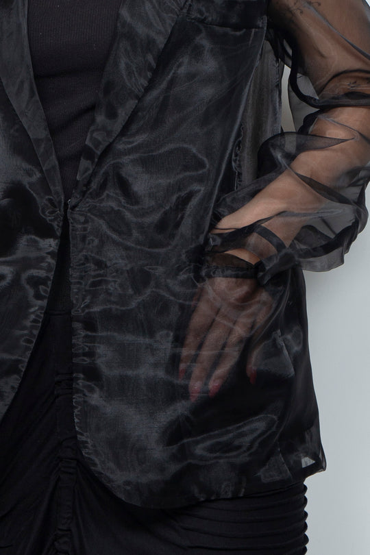 ETHER BLACK ORGANZA BLAZER