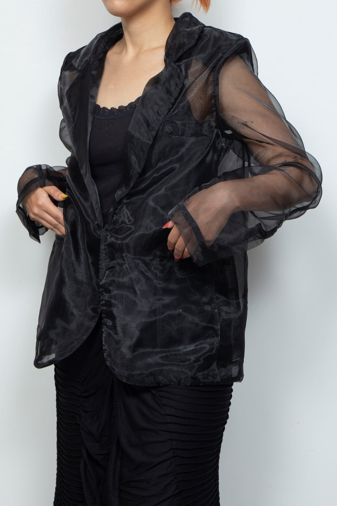 ETHER BLACK ORGANZA BLAZER