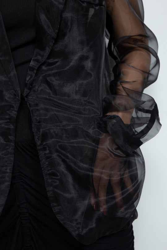 ETHER BLACK ORGANZA BLAZER
