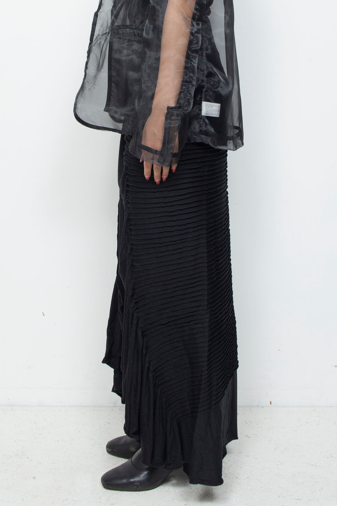 ETHER STITCHED BLACK WRAP JERSEY SKIRT