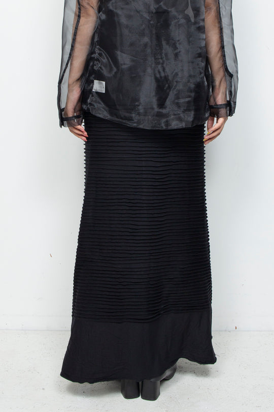ETHER STITCHED BLACK WRAP JERSEY SKIRT