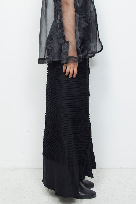 ETHER STITCHED BLACK WRAP JERSEY SKIRT