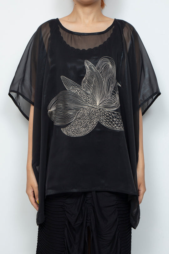 ETHER EMBROIDERED CHIFFON WIDE TOP