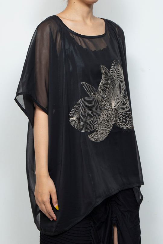 ETHER EMBROIDERED CHIFFON WIDE TOP